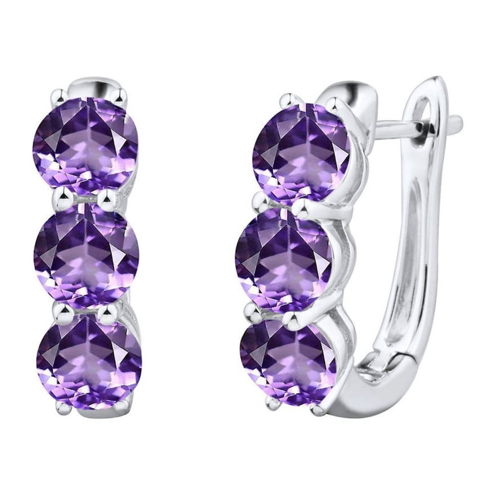 Amethyst hoop earrings in sterling silver